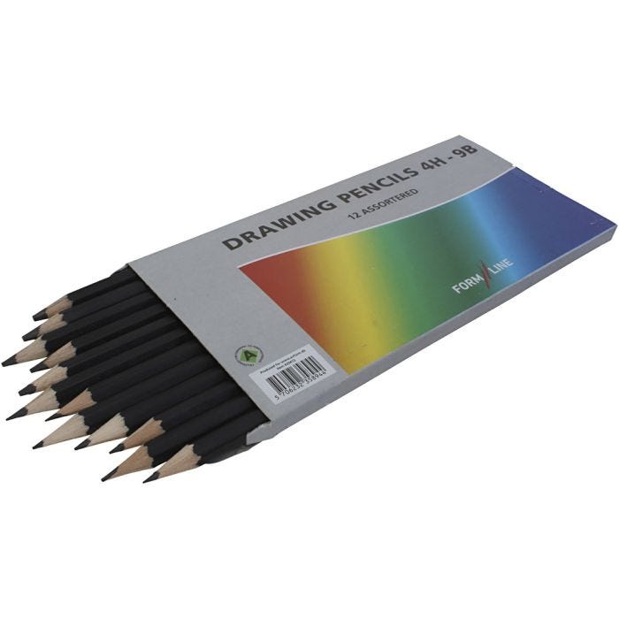 Matita da disegno, B,2B,4B,5B,6B,8B,9B,HB,H,2H,3H,4H, 12 pz/ 1 conf.