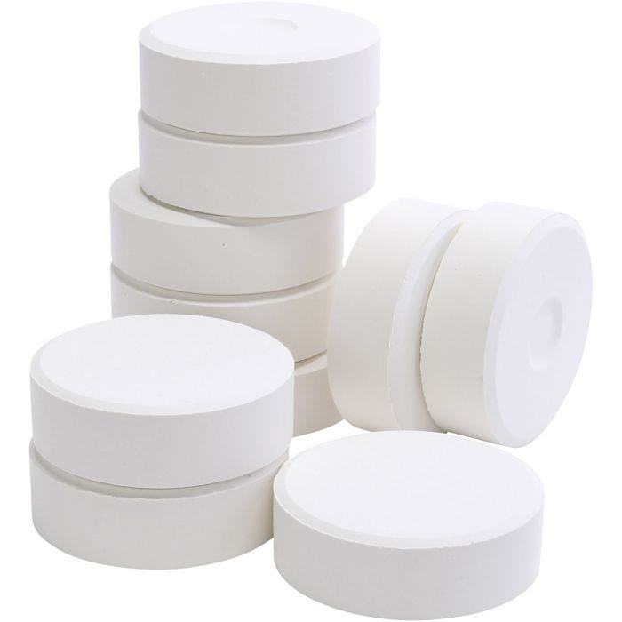Colori ad acquerello a tempera, H: 19 mm, diam 57 mm, bianco, 10 pz/ 1 conf.