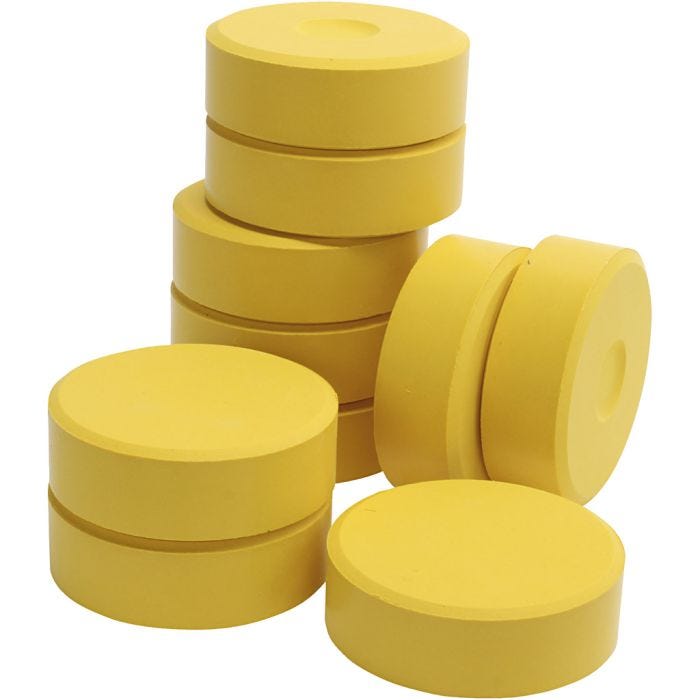 Colori ad acquerello a tempera, H: 19 mm, diam 57 mm, giallo, 10 pz/ 1 conf.