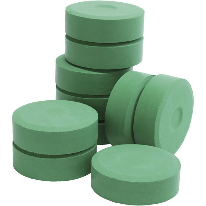 Colori ad acquerello a tempera, H: 19 mm, diam 57 mm, verde, 10 pz/ 1 conf.