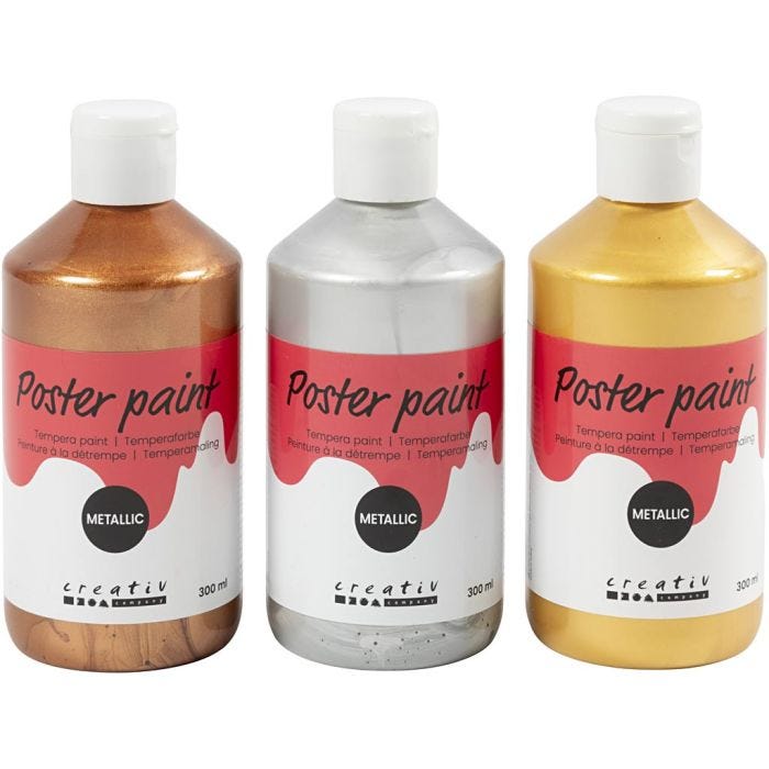 Pittura Tempera Metallizzata , colori asst., 3x300 ml/ 1 conf.