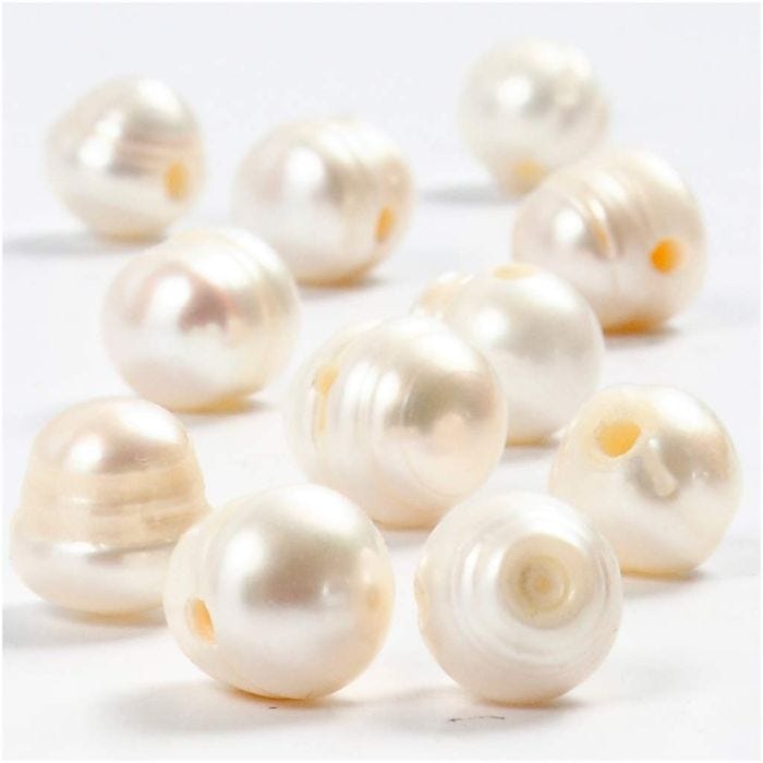 Perle d'acqua dolce, misura 9-11 mm, misura buco 2 mm, madreperla, 10 pz/ 1 conf.