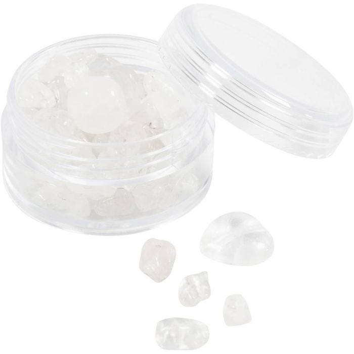 Perline di cristallo, Quarzo trasparente, diam 7-12 mm, misura buco 1 mm, colori trasparenti, 63 pz/ 1 conf.