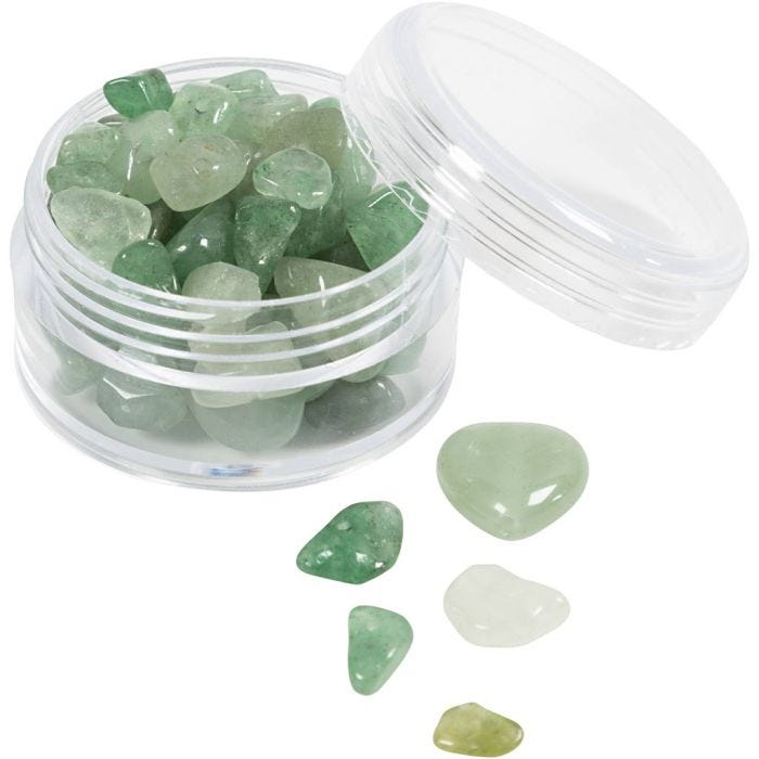 Perline di cristallo, Aventurina, diam 7-12 mm, misura buco 1 mm, verde, 63 pz/ 1 conf.