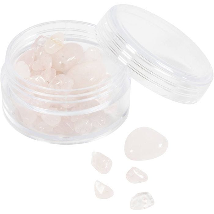 Perline di cristallo, Quarzo rosa, diam 7-12 mm, misura buco 1 mm, rosato, 63 pz/ 1 conf.