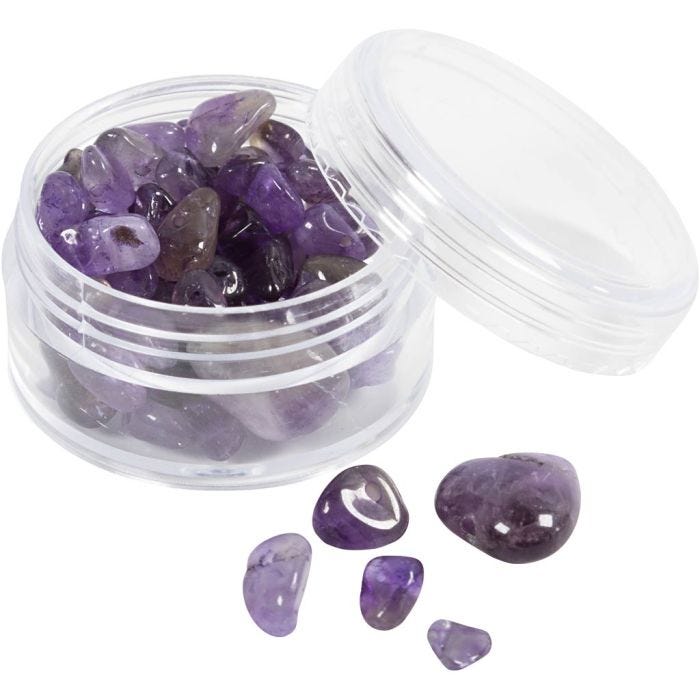 Perline di cristallo, Ametista, diam 7-12 mm, misura buco 1 mm, viola, 63 pz/ 1 conf.