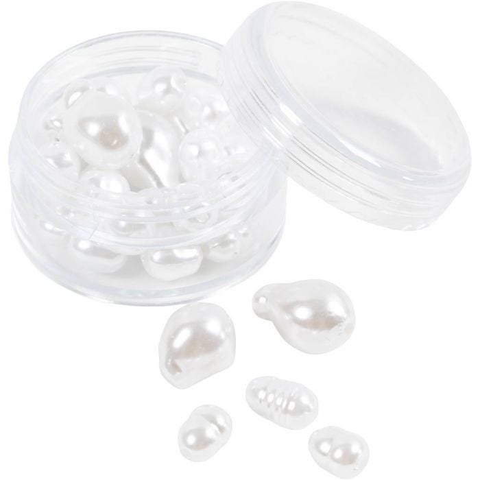 Perline di Cera, Ovale, diam 6-14 mm, misura buco 1,3-1,5 mm, 30 pz/ 1 conf.