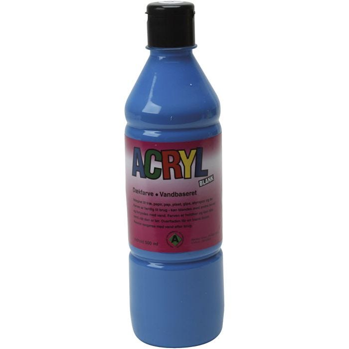 Colori Acrilici, blu primario, 500 ml/ 1 bott.