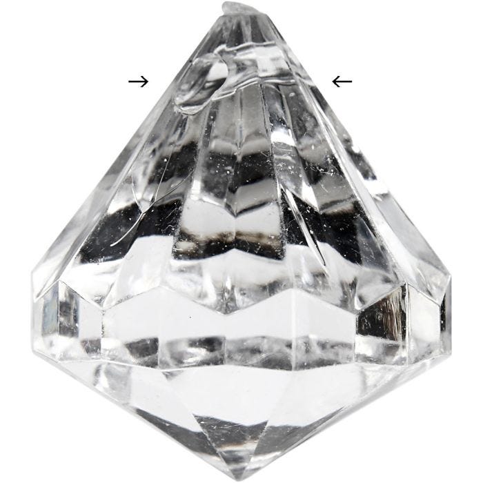 Perline acriliche, misura 27x30 mm, misura buco 2,5 mm, lucido trasparente, 8 pz/ 1 conf.