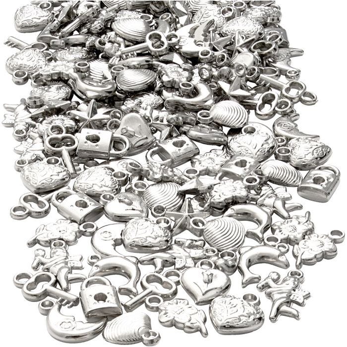 Pendenti in argento, misura 15-20 mm, misura buco 3 mm, 80 g/ 1 conf.
