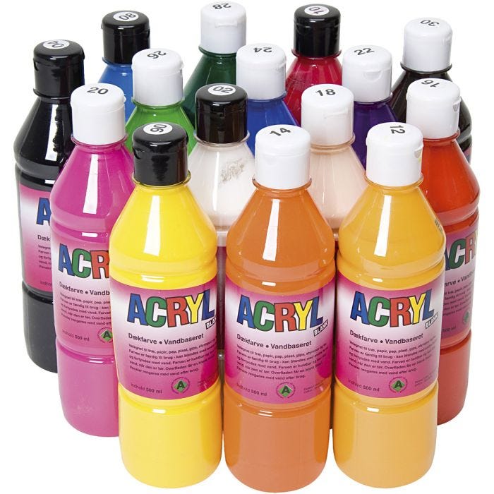 Colori Acrilici, colori asst., 15x500 ml/ 1 conf.