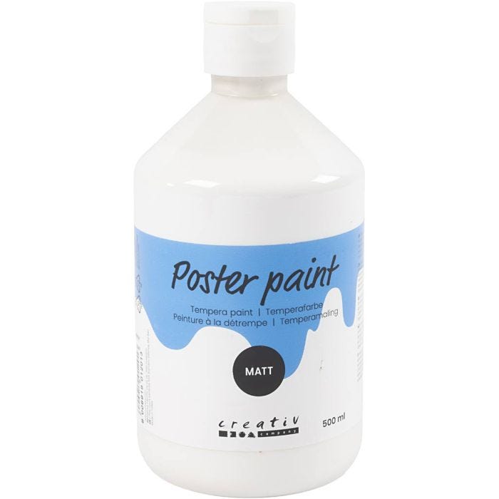 Pittura Tempera Opaca, bianco, 500 ml/ 1 bott.