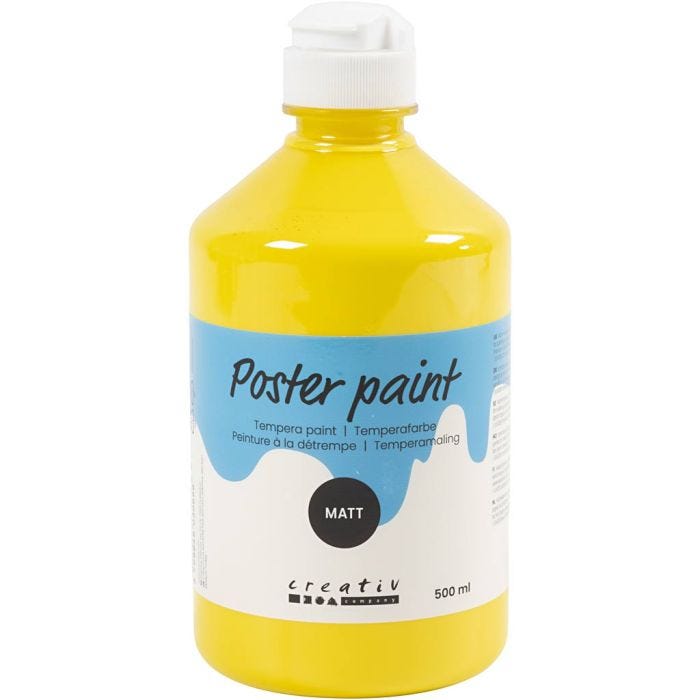 Pittura Tempera Opaca, giallo, 500 ml/ 1 bott.