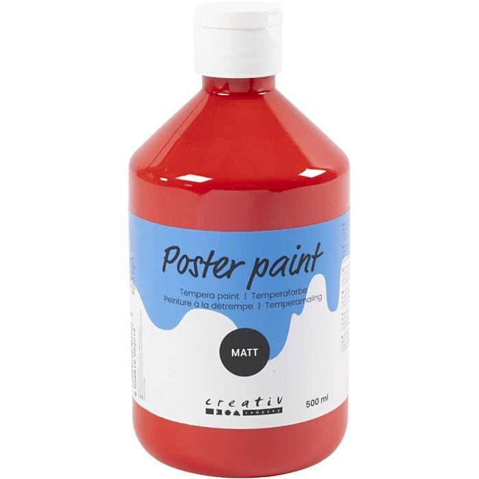 Pittura Tempera Opaca, rosso, 500 ml/ 1 bott.