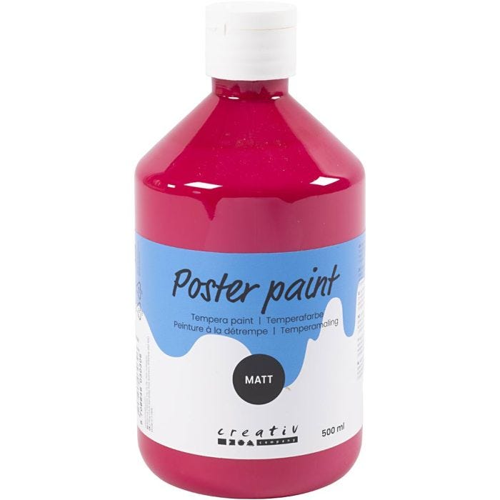 Pittura Tempera Opaca, rosso primario, 500 ml/ 1 bott.