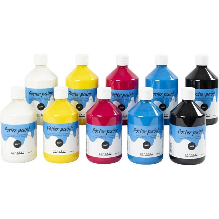 Pittura Tempera Opaca, colore primario, 10x500 ml/ 1 conf.