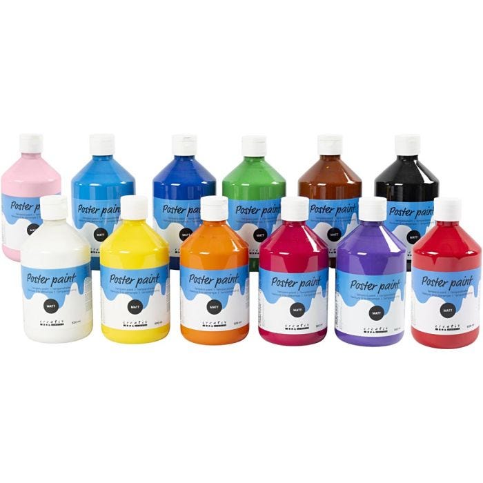 Pittura Tempera Opaca, colori asst., 12x500 ml/ 1 conf.