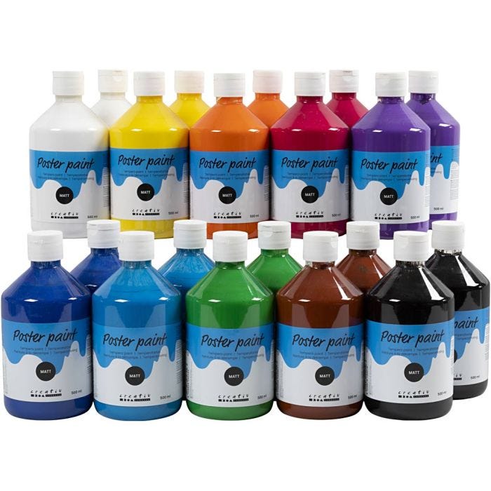 Pittura Tempera Opaca, colori asst., 20x500 ml/ 1 conf.