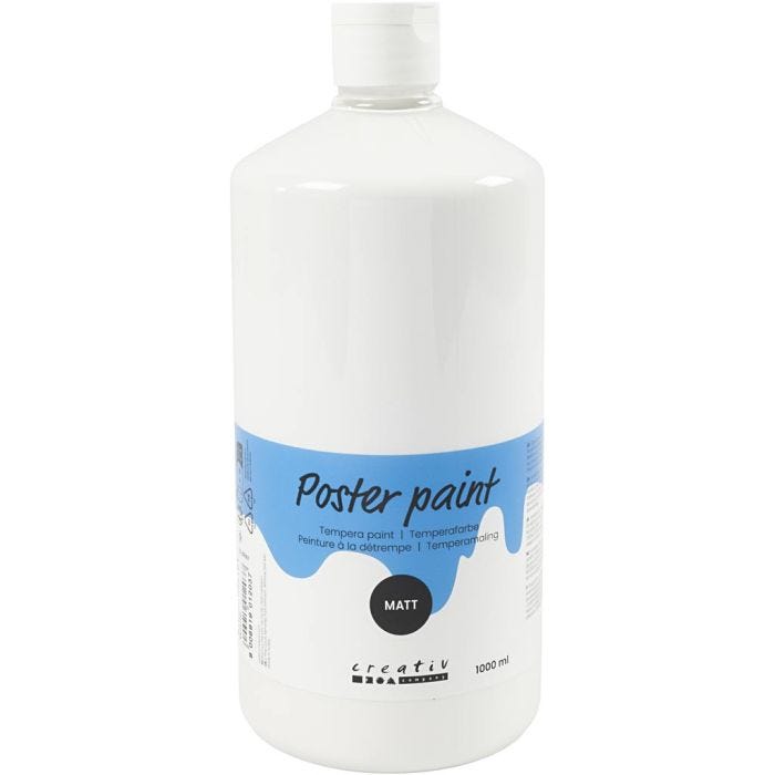 Pittura Tempera Opaca, bianco, 1000 ml/ 1 bott.