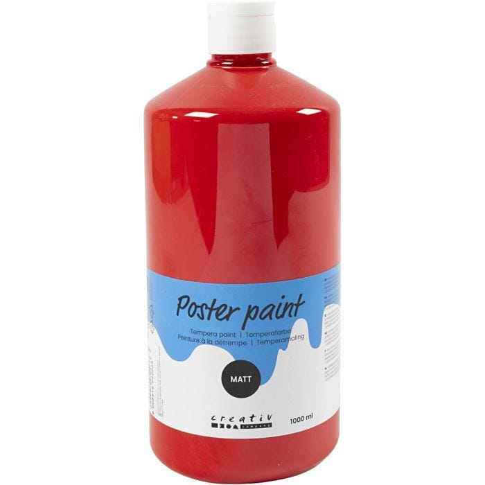 Pittura Tempera Opaca, rosso, 1000 ml/ 1 bott.