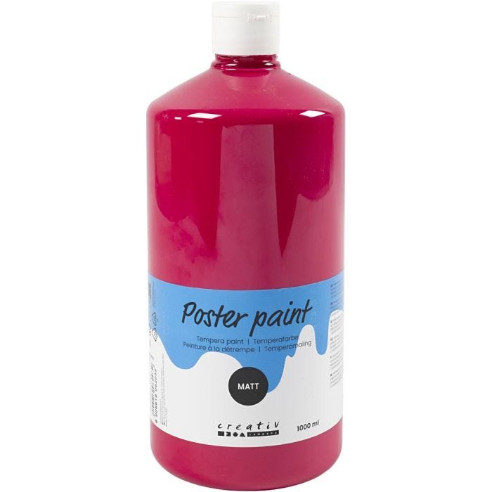 Pittura Tempera Opaca, rosso primario, 1000 ml/ 1 bott.