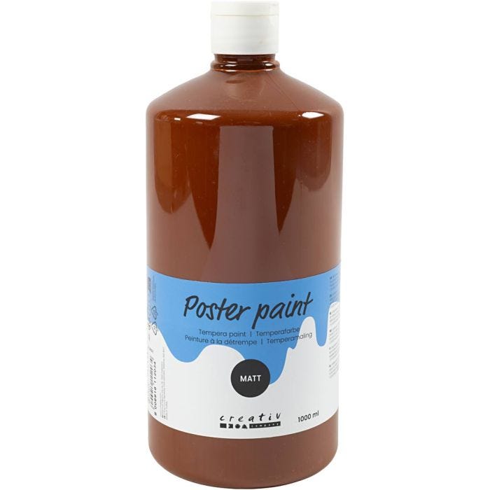 Pittura Tempera Opaca, marrone, 1000 ml/ 1 bott.