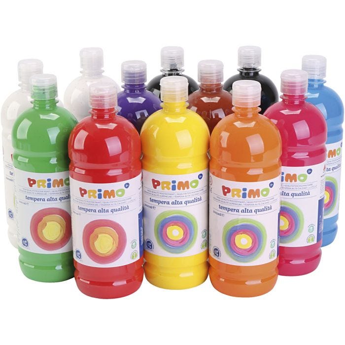 Pittura Tempera Opaca, opaco, colori asst., 12x1000 ml/ 1 conf.