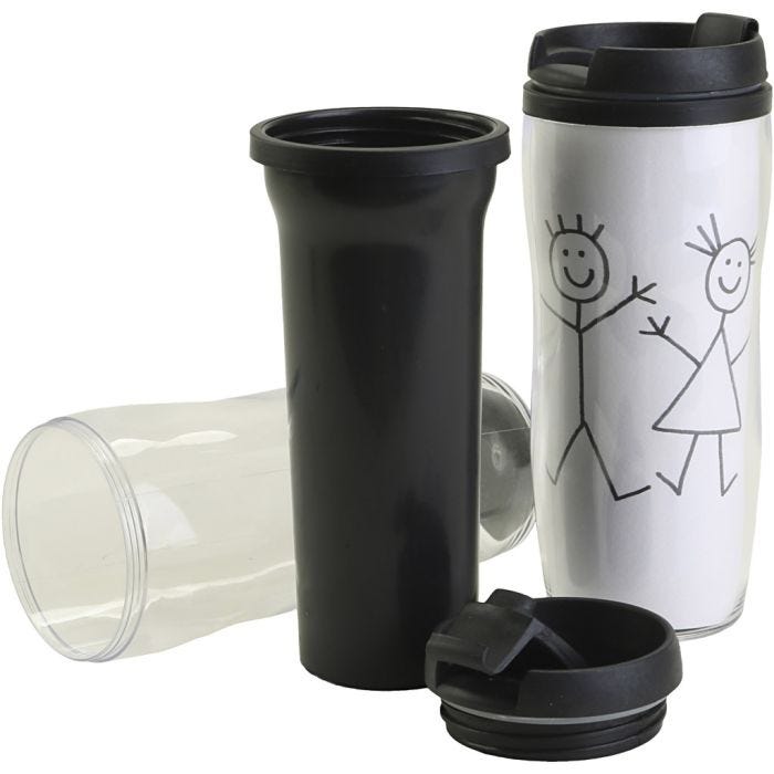 Tazza termica con coperchio, H: 17,5 cm, diam 7 cm, 12 pz/ 1 conf.