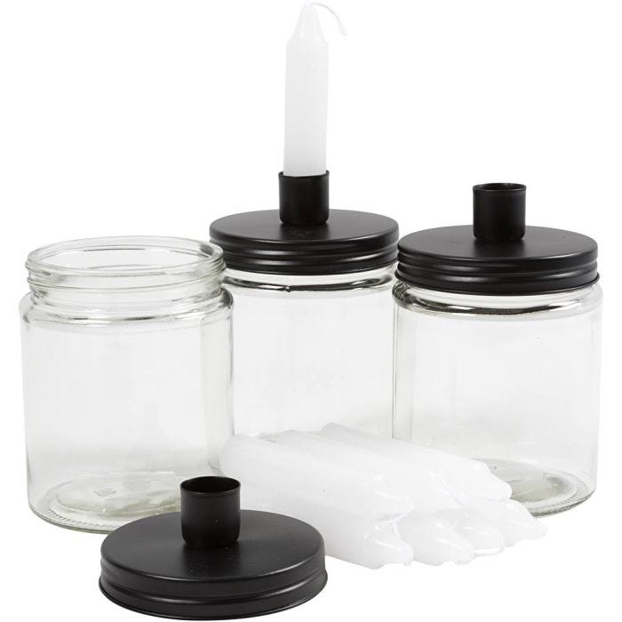 Vaso con portacandele ecandele, H: 15 cm, diam 9.5 cm, misura 15 cm, 6 set/ 1 conf.