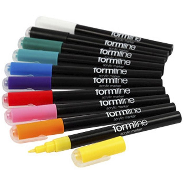 pennarello acrilico Formline, ampiezza tratto 0,7 mm, colori asst., 8 pz/ 1 conf.