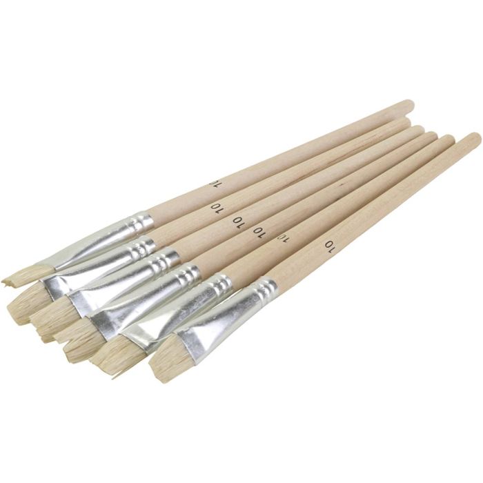 Pennelli da scuola piatti, dim. 10, 6 pz/ 1 sacco