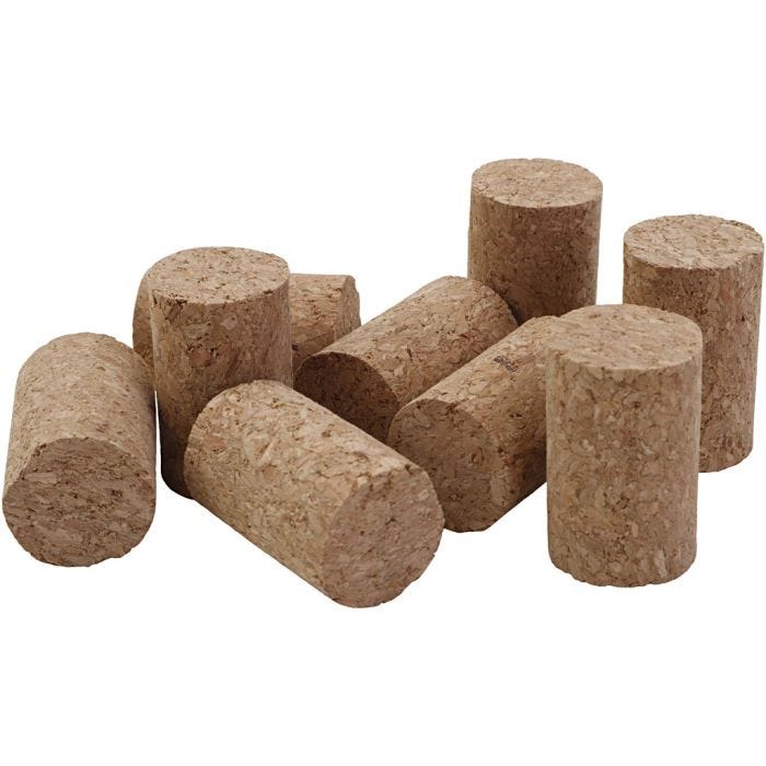 Tappi di sughero, H: 4 cm, diam 2.5 cm, misura 4x2,5 cm, 50 pz/ 1 conf.