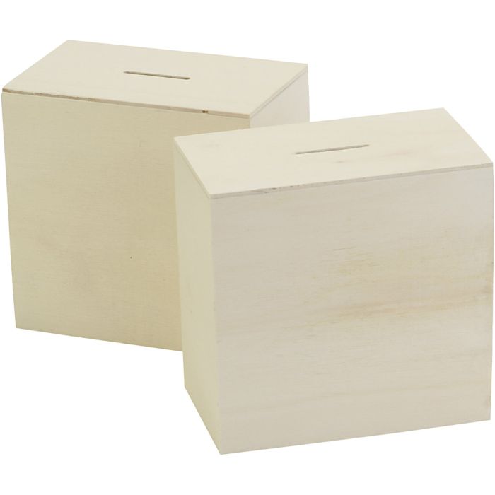 Salvadanaio in legno, misura 10x10x6 cm, 10 pz/ 1 conf.