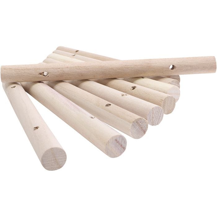 Aste in legno per sottopentola, diam 14-15 mm, misura 18 cm, misura buco 4 mm, 108 pz/ 1 conf.