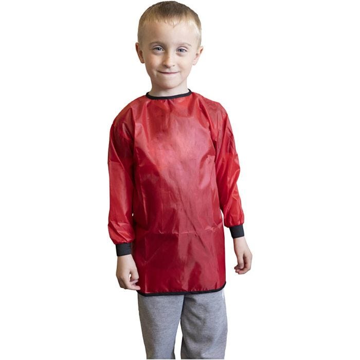 Grembiule da artista, L: 55 cm, misura 2-4 anno, rosso, 10 pz/ 1 conf.