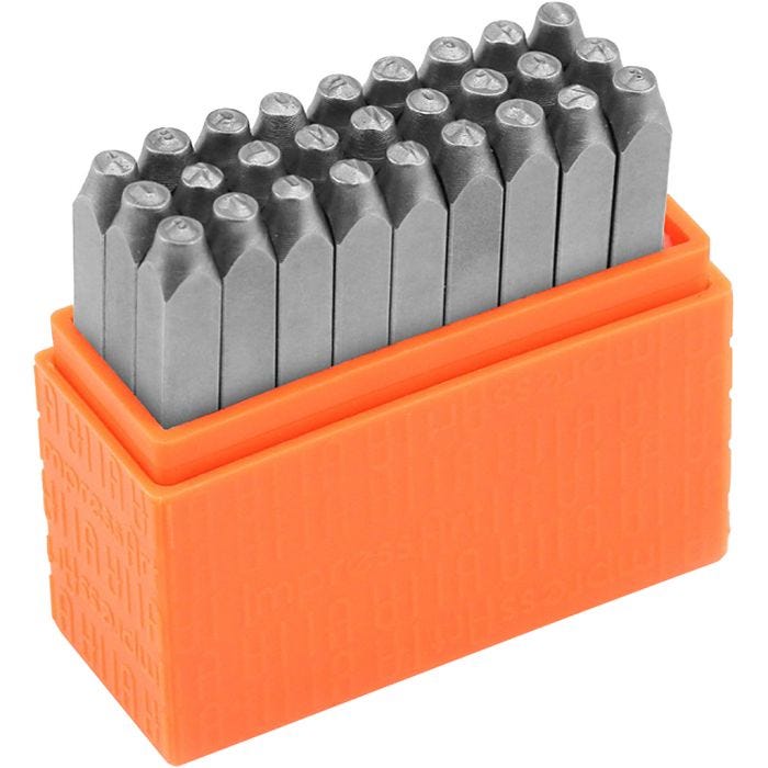 Set di timbri per embossing, Lettere capitali, misura 3 mm, Carattere: Sans Serif , 27 pz/ 1 set