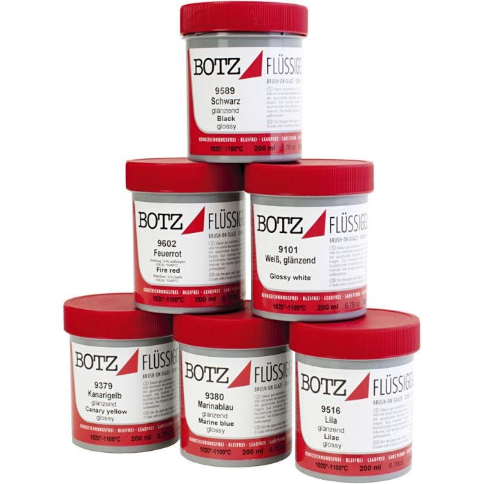Smalto per argilla, colori asst., 6x200 ml/ 1 conf.