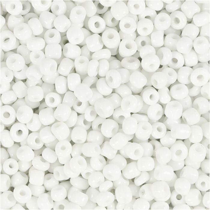 Perline Rocaille, diam 3 mm, misura 8/0, misura buco 0,6-1,0 mm, bianco, 25 g/ 1 conf.