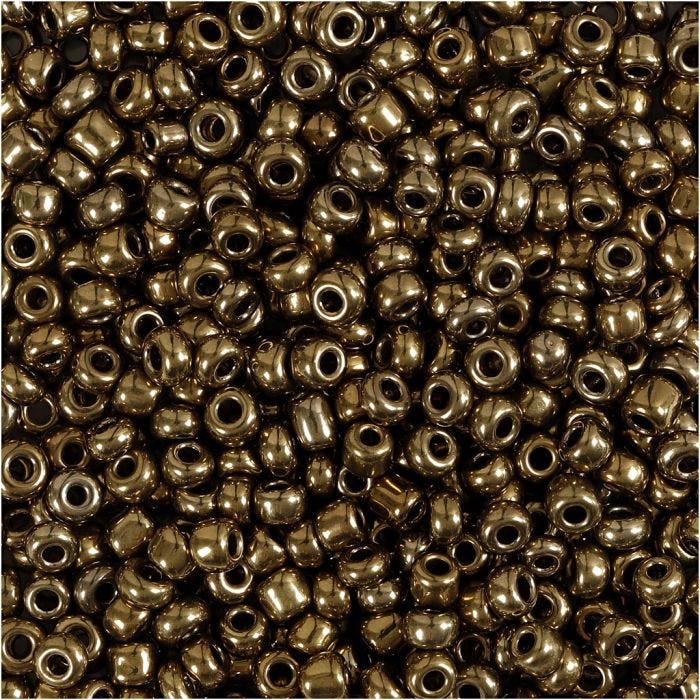 Perline Rocaille, diam 3 mm, misura 8/0, misura buco 0,6-1,0 mm, bronzo, 25 g/ 1 conf.