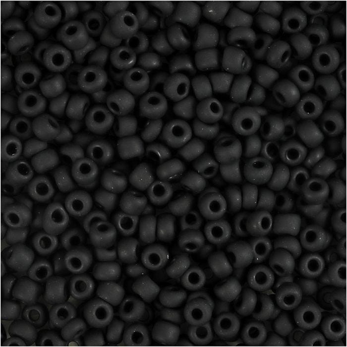 Perline Rocaille, diam 3 mm, misura 8/0, misura buco 0,6-1,0 mm, nero satinato, 25 g/ 1 conf.