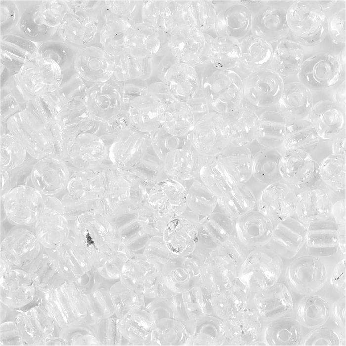Perline Rocaille, diam 4 mm, misura 6/0, misura buco 0,9-1,2 mm, trasparente, 25 g/ 1 conf.