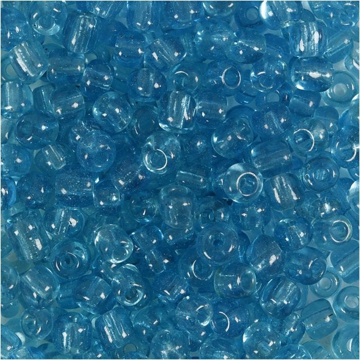 Perline Rocaille, diam 4 mm, misura 6/0, misura buco 0,9-1,2 mm, turchese chiaro, 25 g/ 1 conf.