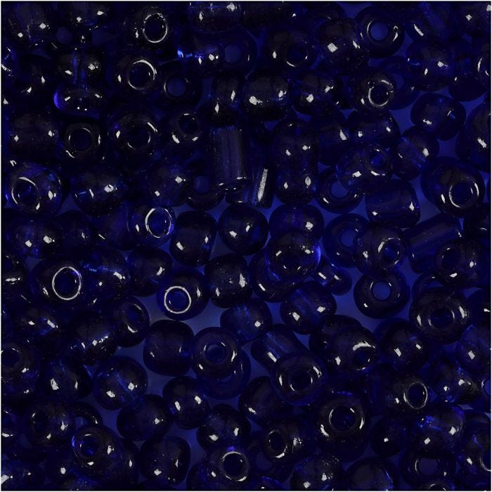 Perline Rocaille, diam 4 mm, misura 6/0, misura buco 0,9-1,2 mm, blu cobalto, 25 g/ 1 conf.