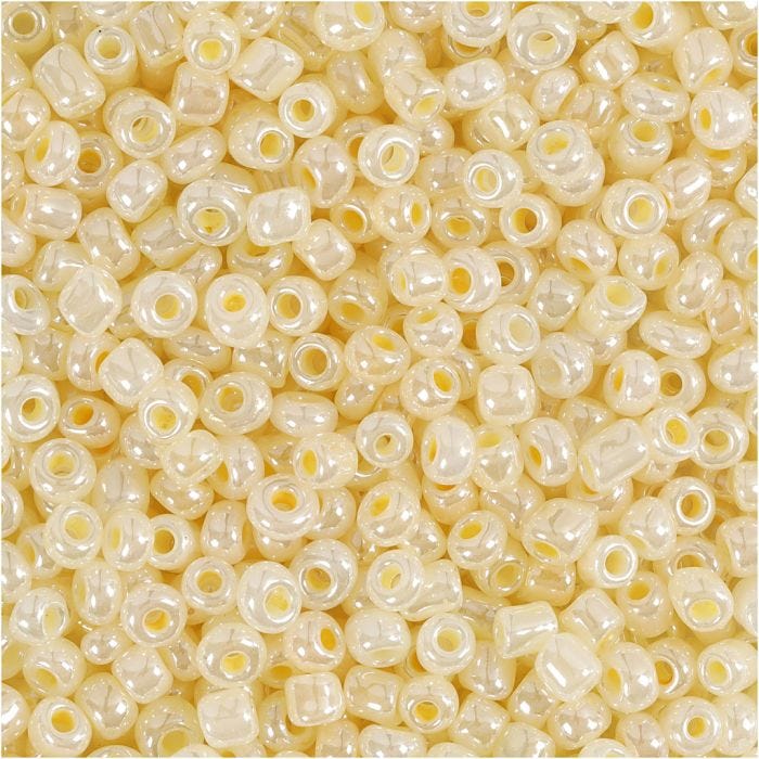 Perline Rocaille, diam 3 mm, misura 8/0, misura buco 0,6-1,0 mm, avorio, 25 g/ 1 conf.
