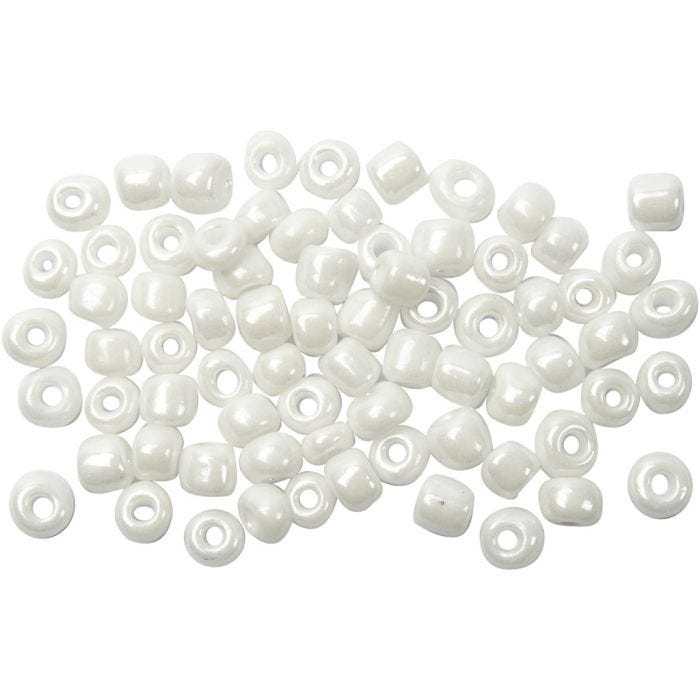 Perline Rocaille, diam 4 mm, misura 6/0, misura buco 0,9-1,2 mm, madreperla, 500 g/ 1 conf.