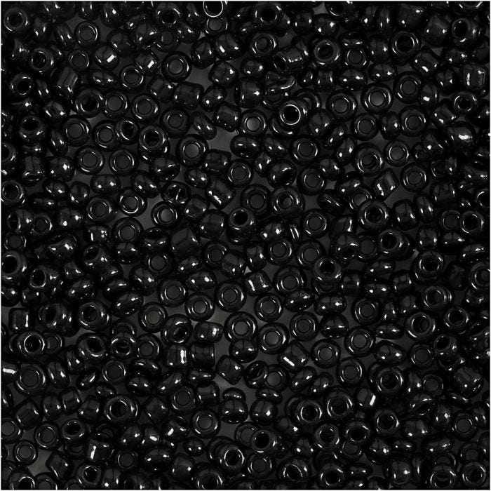 Perline Rocaille, diam 2 mm, misura 12/0, misura buco 0,8 mm, nero, 25 g/ 1 conf.