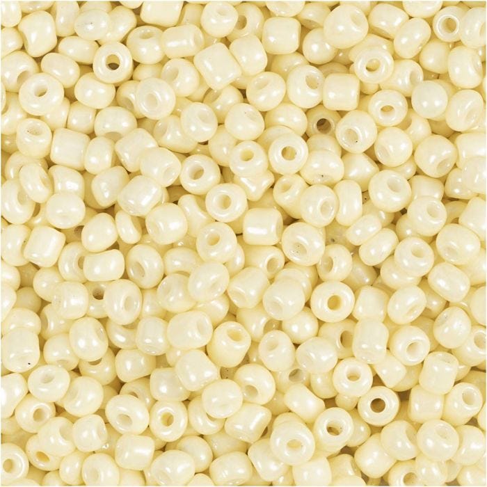 Perline Rocaille, diam 3 mm, misura 8/0, misura buco 0,6-1,0 mm, giallo chiaro, 25 g/ 1 conf.