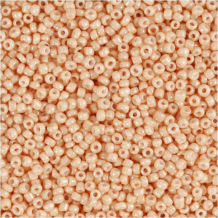 Perline Rocaille, diam 1,7 mm, misura 15/0, misura buco 0,5-0,8 mm, pesca chiaro, 25 g/ 1 conf.