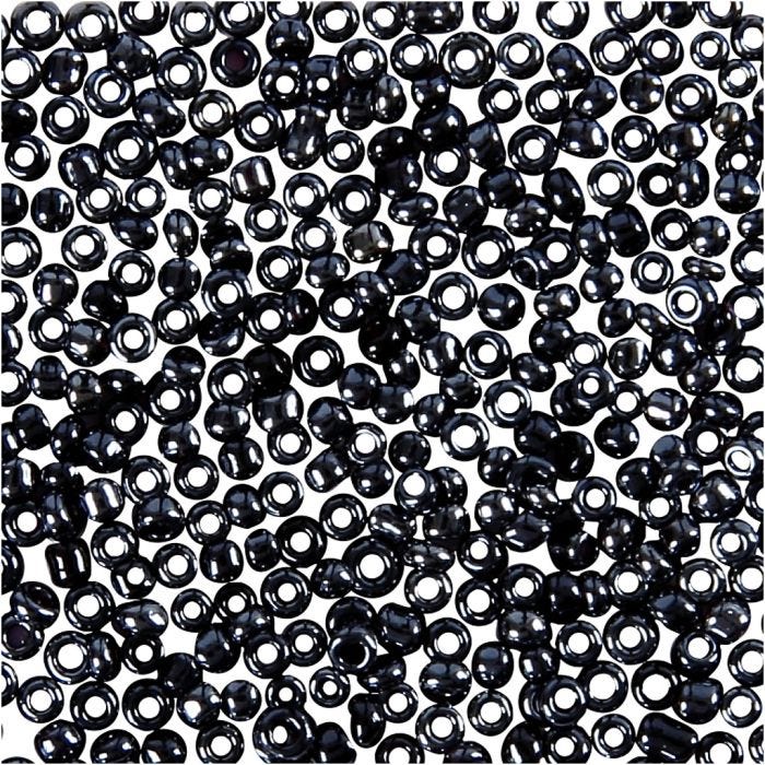 Perline Rocaille, diam 1,7 mm, misura 15/0, misura buco 0,5-0,8 mm, grigio scuro, 25 g/ 1 conf.