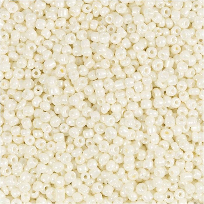 Perline Rocaille, diam 1,7 mm, misura 15/0, misura buco 0,5-0,8 mm, madreperla, 25 g/ 1 conf.